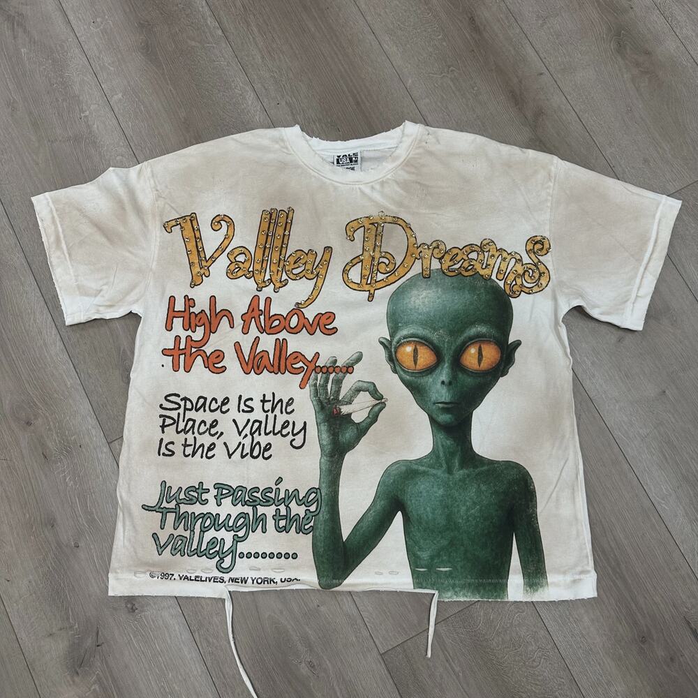 Vale Forever Area 14 Alien High Bling Tee T Shirt 'Vintage/White' size Large